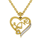0.08 Round Shape | 925 Sterling Silver Gold Plated Love Pendant