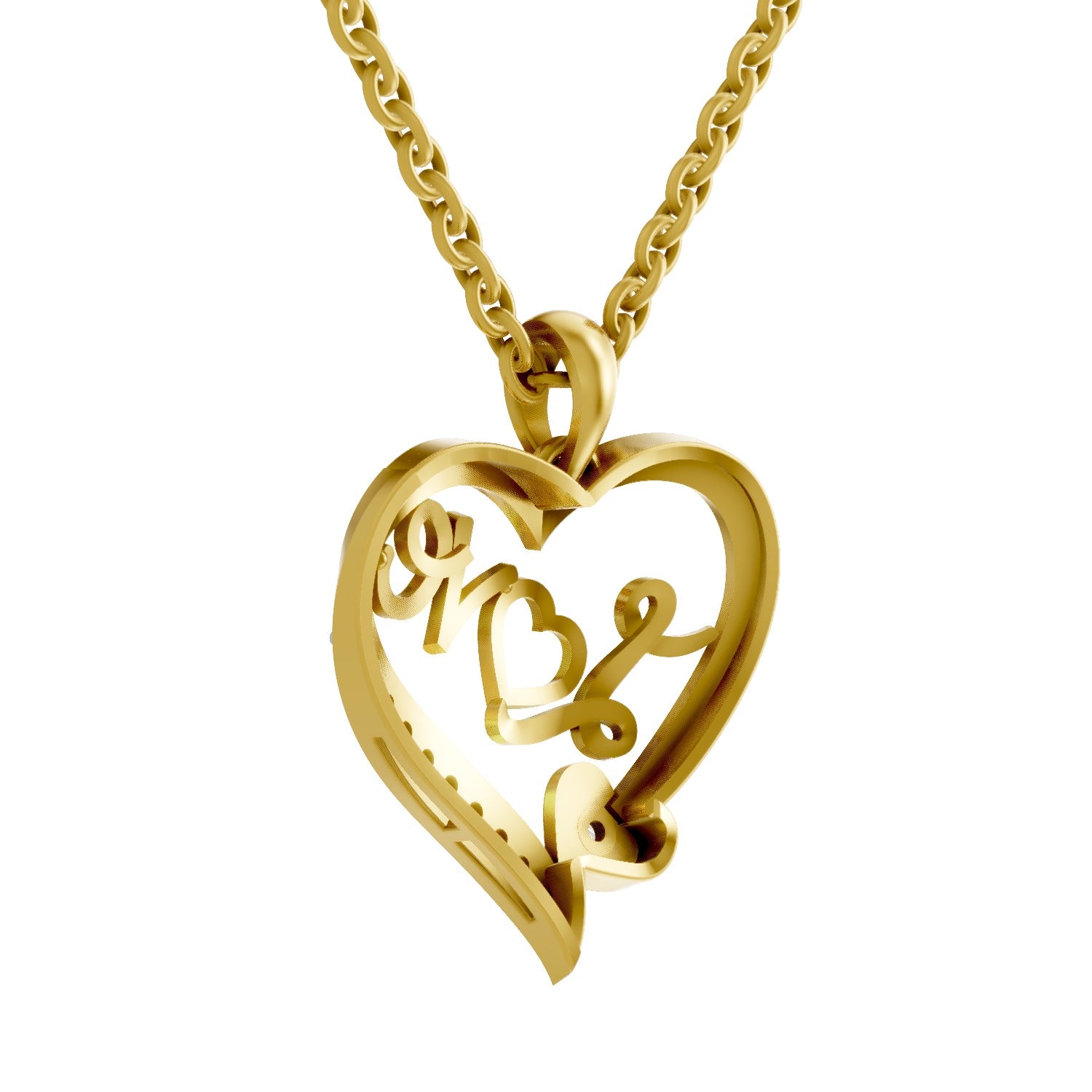 0.08 Round Shape | 925 Sterling Silver Gold Plated Love Pendant