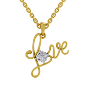 0.33 Ct Round Shape Diamond | 925 Sterling Silver Gold Plated Love Pendant