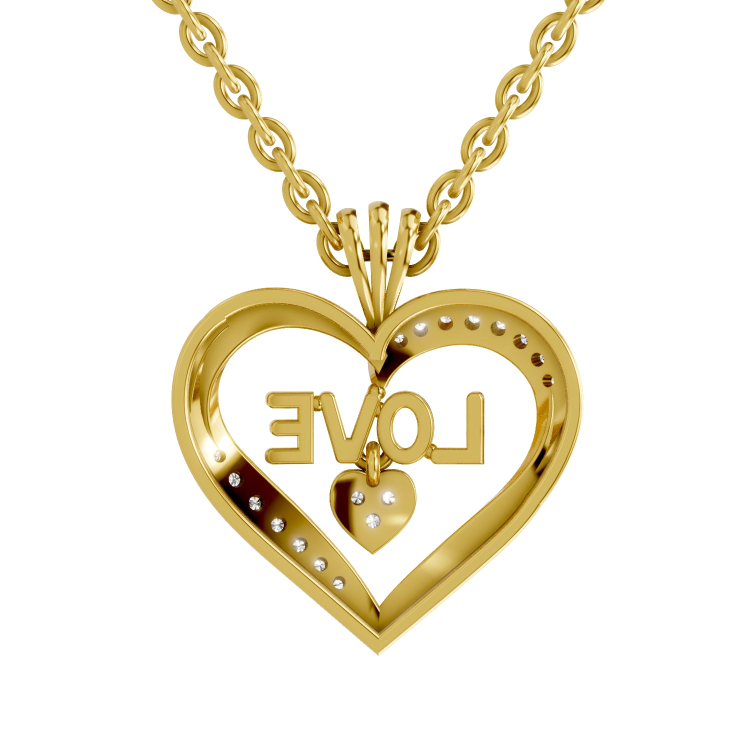 0.11 Carat | 925 Sterling Silver Gold Plated Love Heart Pendant Necklace