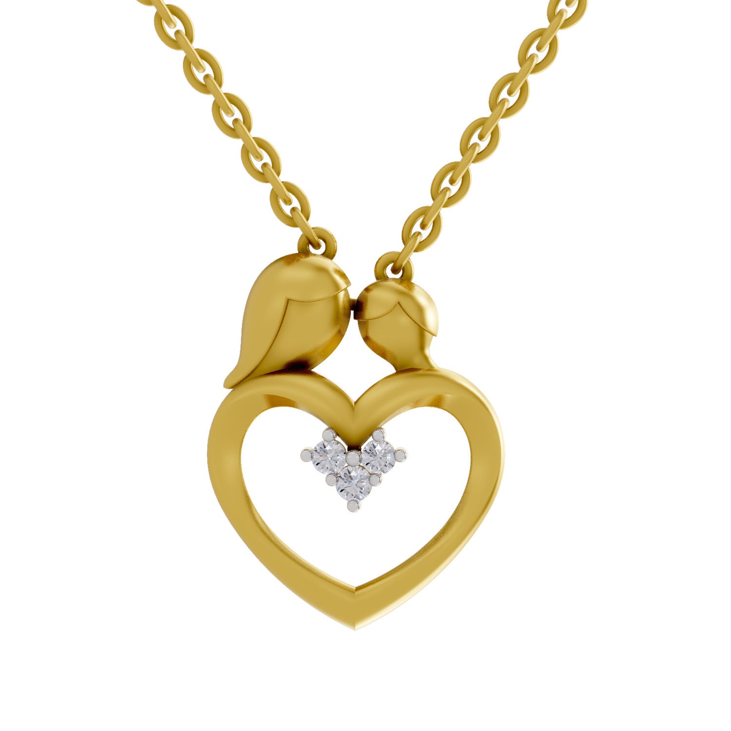 0.06 Round Shape | 925 Sterling Silver Gold Plated Heart Pendant