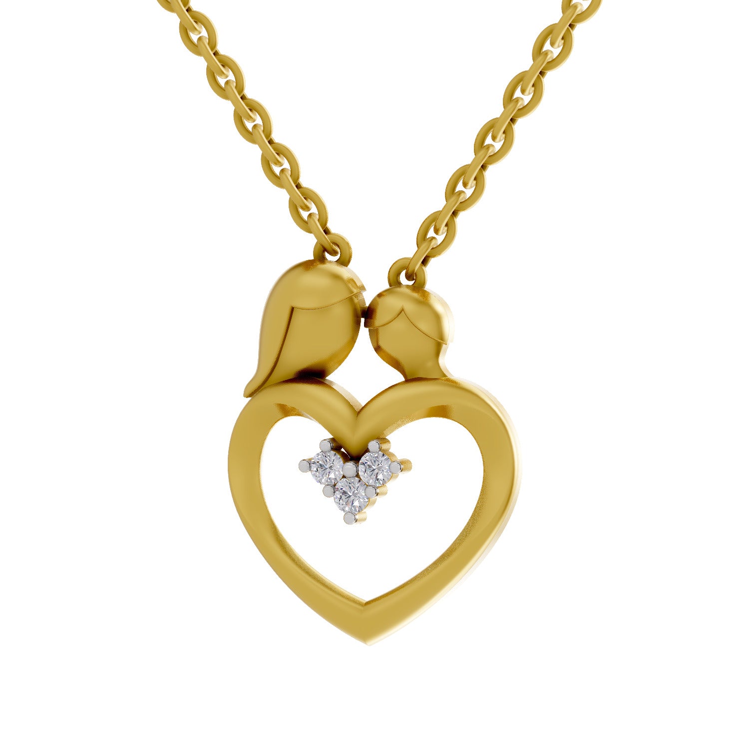 0.06 Round Shape | 925 Sterling Silver Gold Plated Heart Pendant