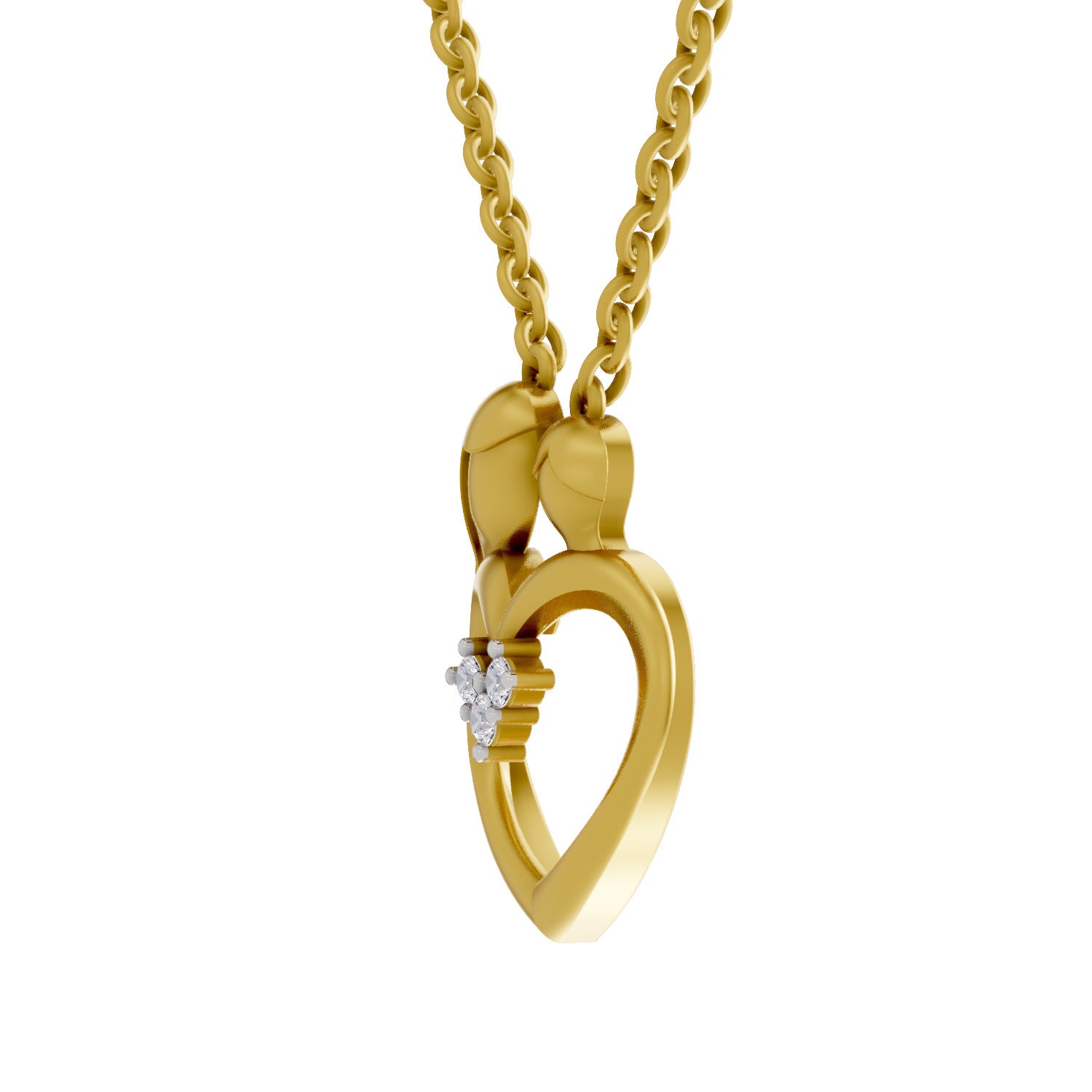 0.06 Round Shape | 925 Sterling Silver Gold Plated Heart Pendant
