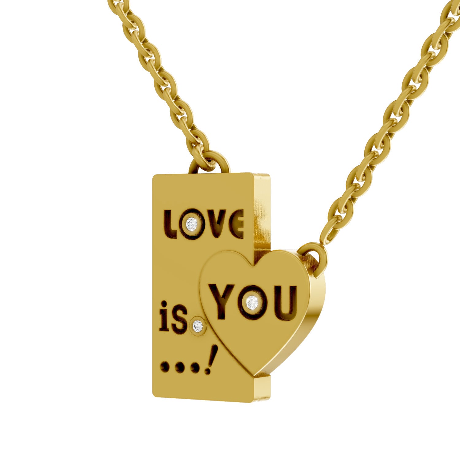 0.01 Carat| 925 Sterling Silver Gold Plated Heart Pendant Necklace