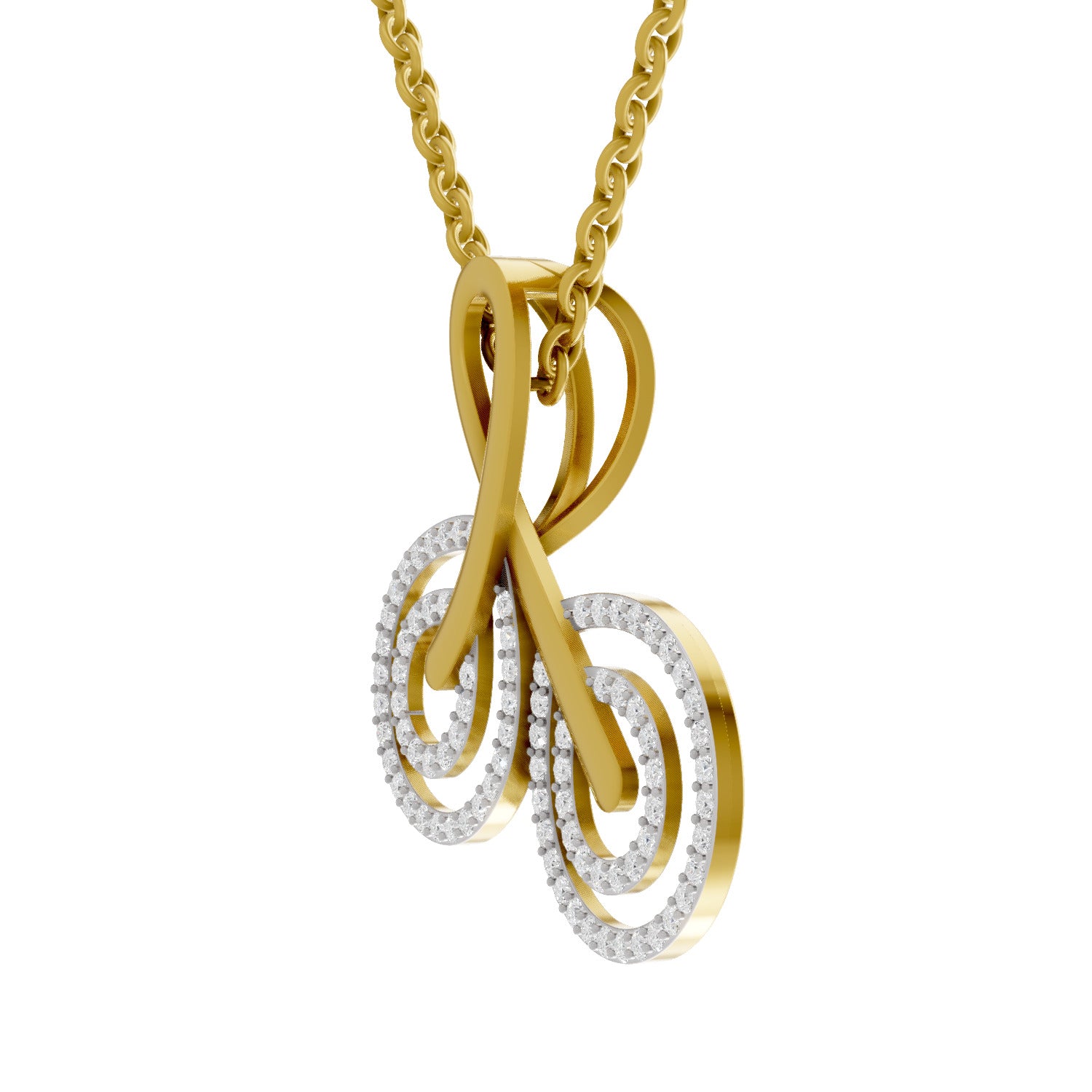 0.5 Round Shape | 925 Sterling Silver Gold Plated Eternity Swirls Pendant