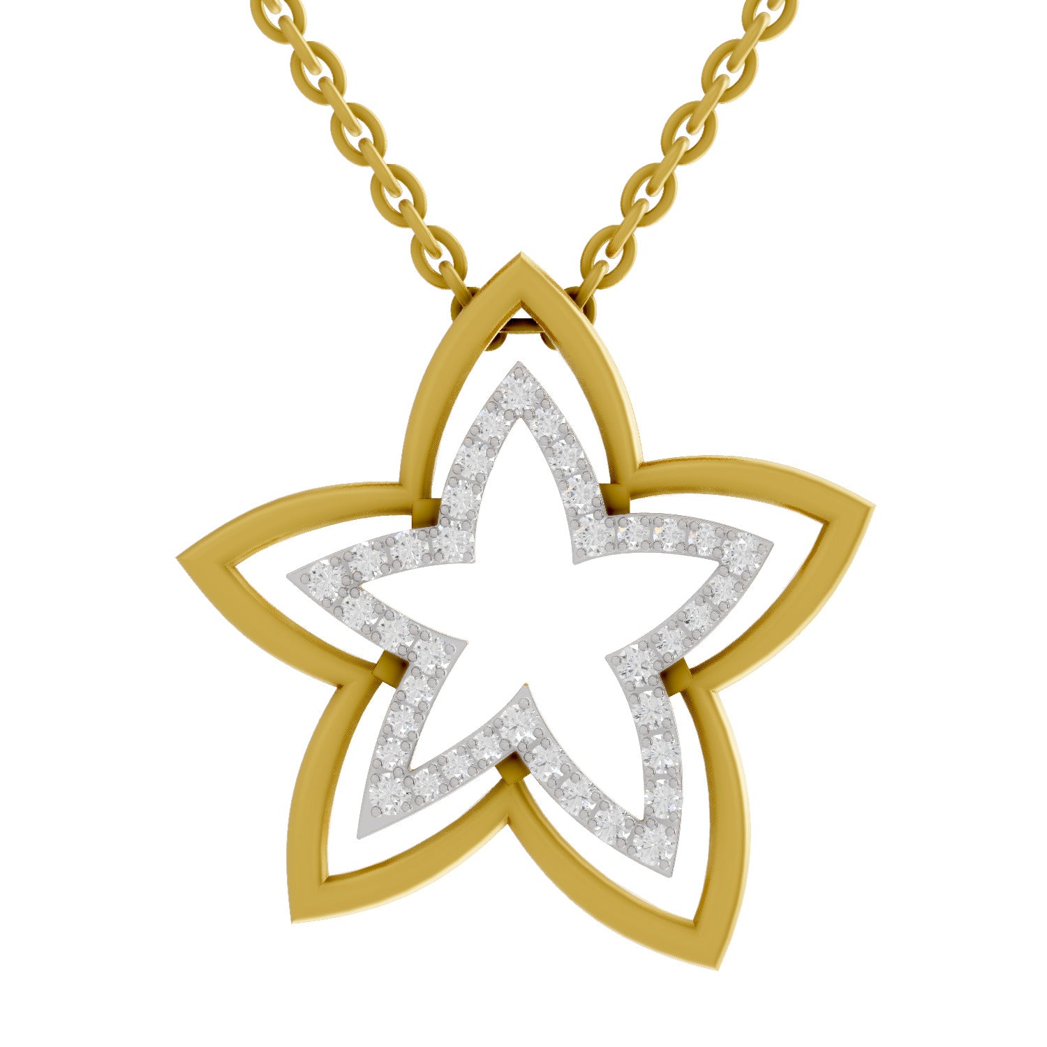 0.28 Round Shape | 925 Sterling Silver Gold Plated Floral Pendant