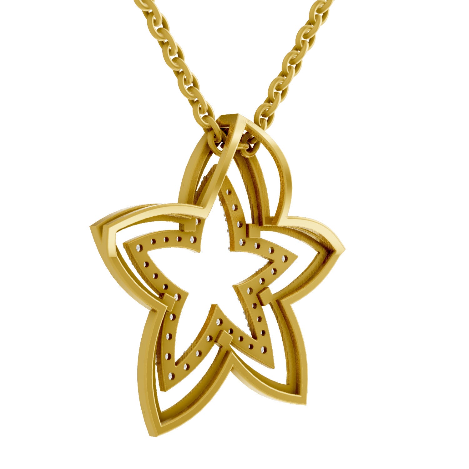 0.28 Round Shape | 925 Sterling Silver Gold Plated Floral Pendant