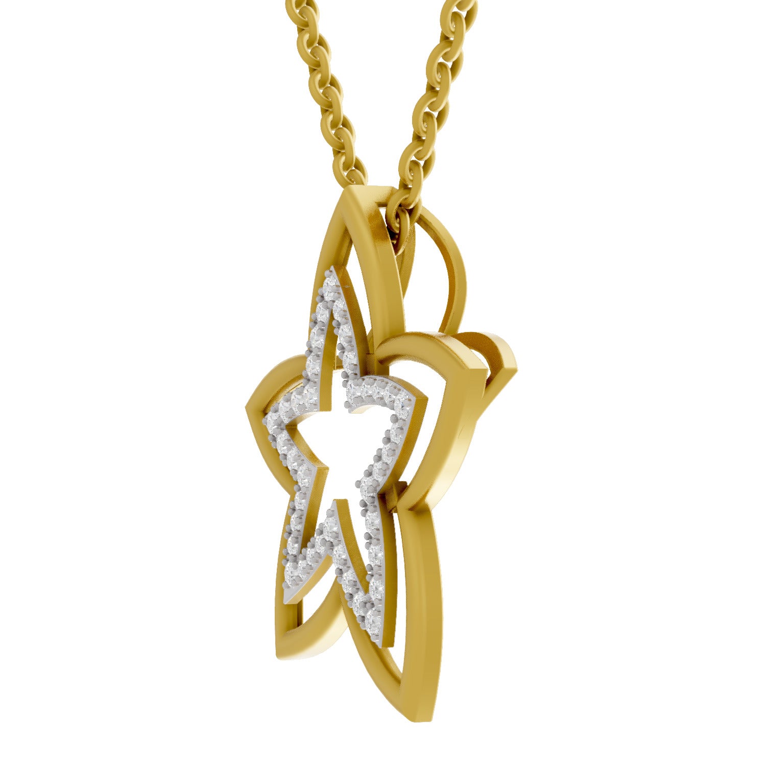 0.28 Round Shape | 925 Sterling Silver Gold Plated Floral Pendant