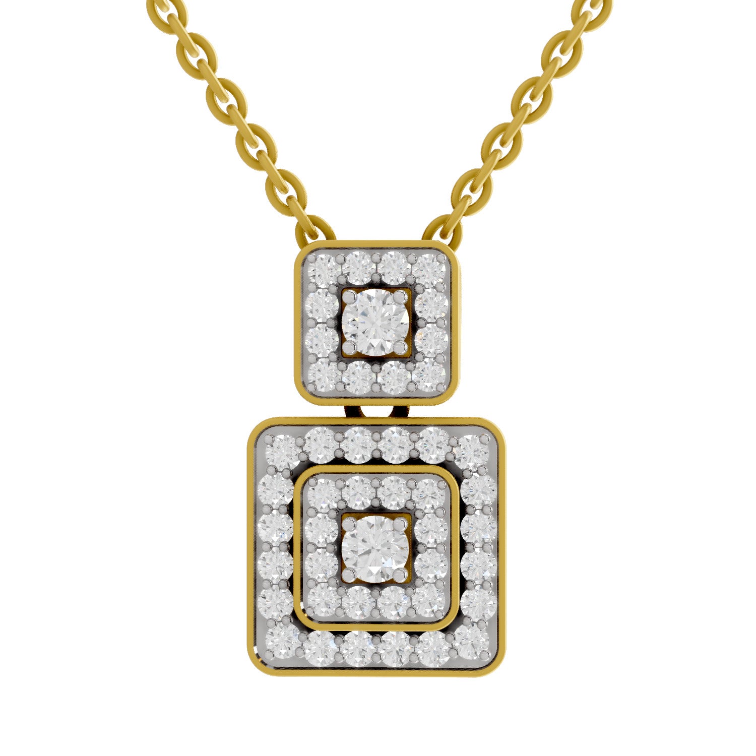 0.93 Round Shape | 925 Sterling Silver Gold Plated Square Pendant