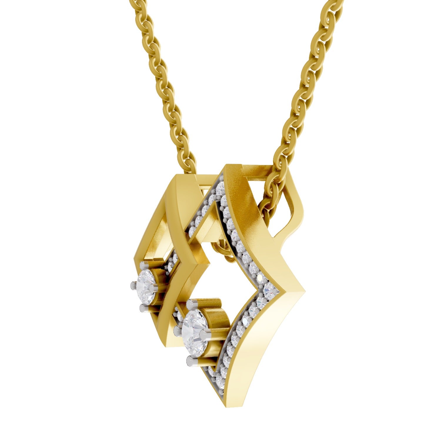 0.51 Round Shape | 925 Sterling Silver Gold Plated Pendant