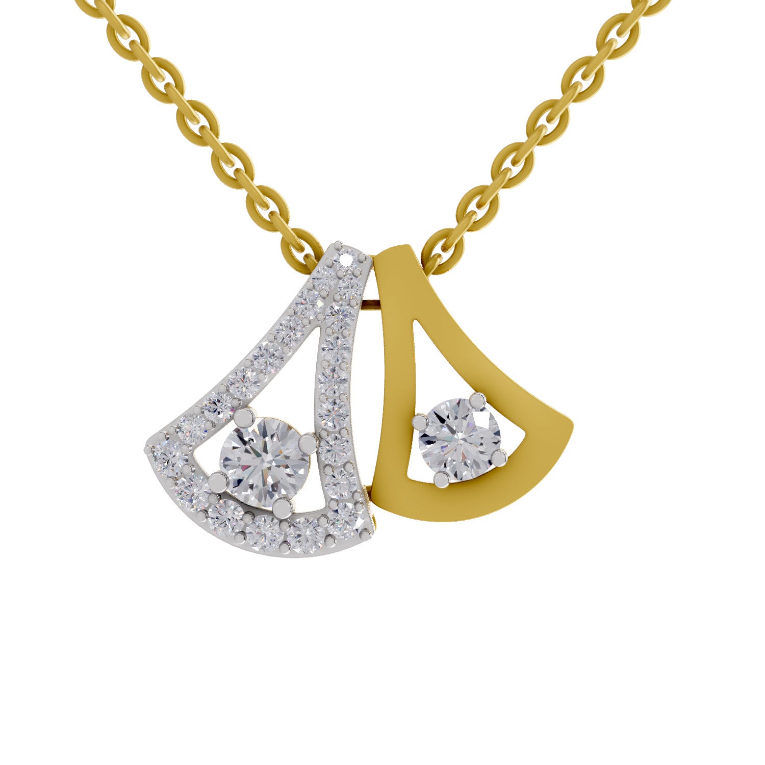 0.74 Round Shape | 925 Sterling Silver Gold Plated Pendant