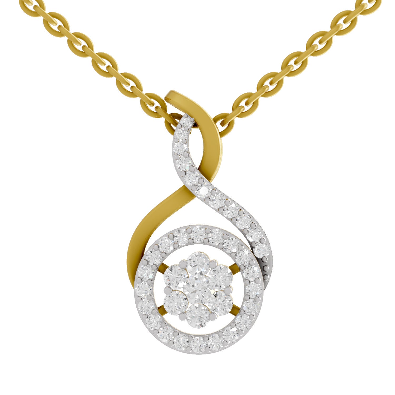 0.56 Round Shape | 925 Sterling Silver Gold Plated Pendant Necklace