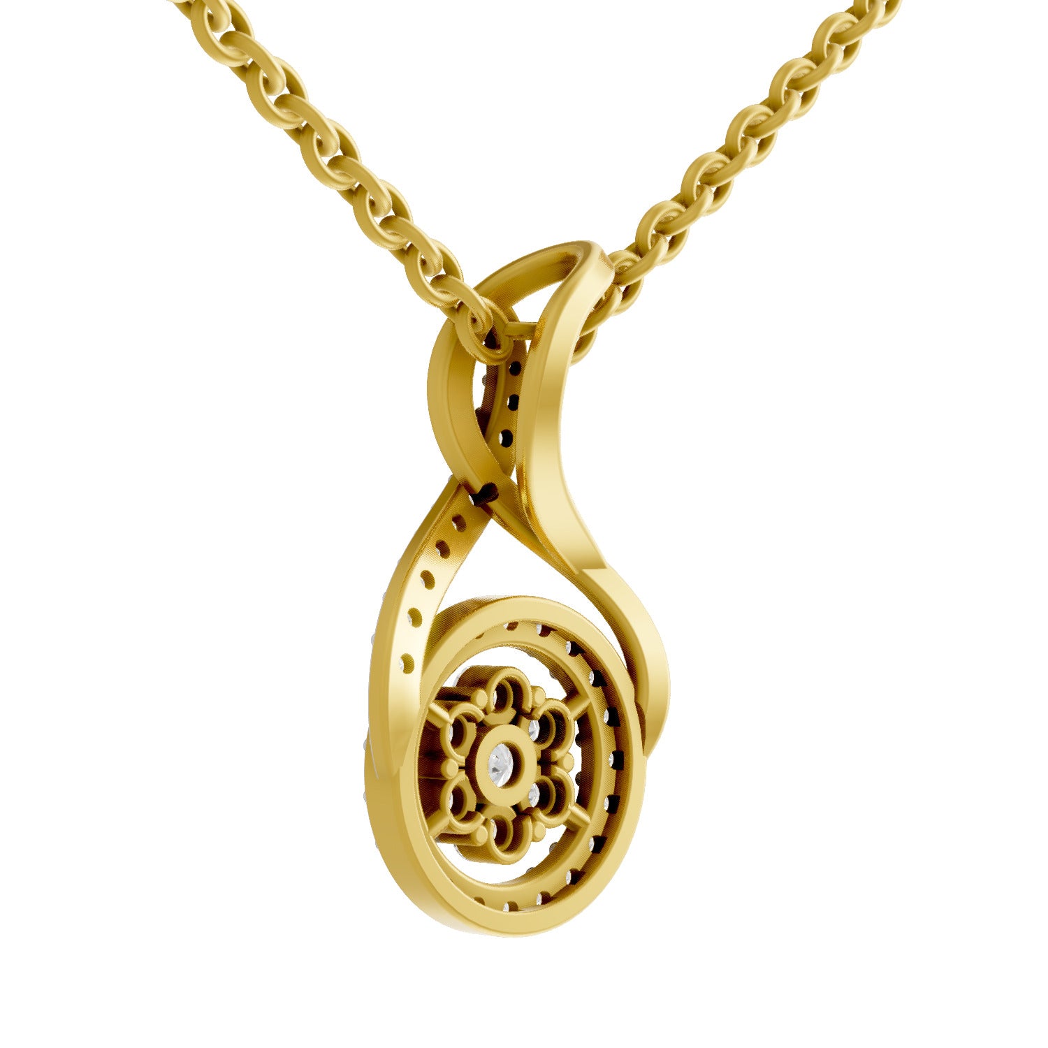 0.56 Round Shape | 925 Sterling Silver Gold Plated Pendant