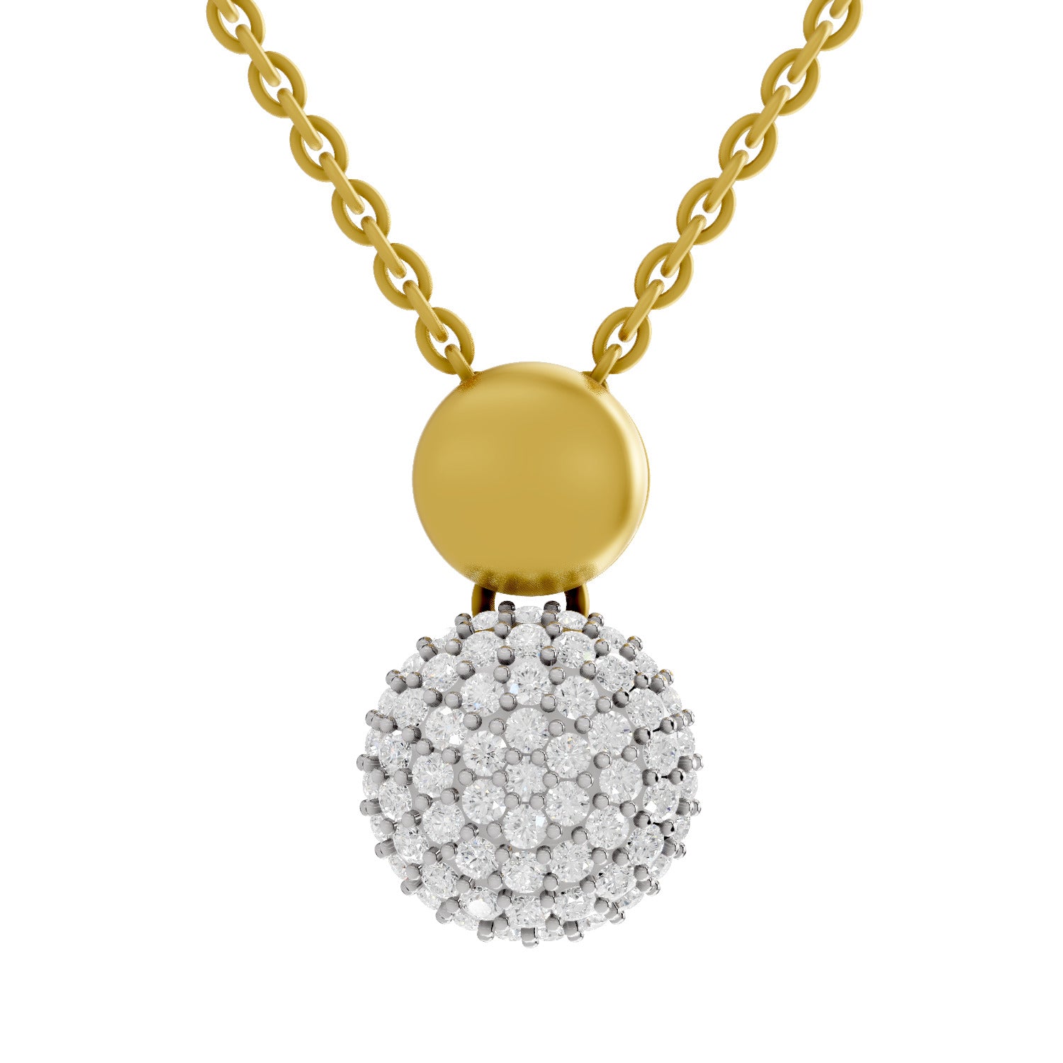 0.75 Round Shape | 925 Sterling Silver Gold Plated Cluster Pendant