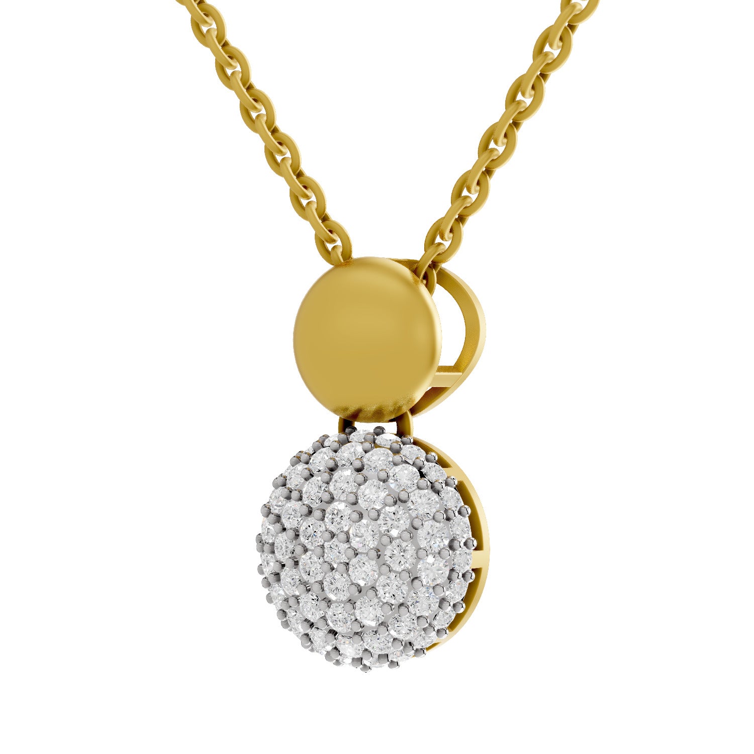 0.75 Round Shape | 925 Sterling Silver Gold Plated Cluster Pendant
