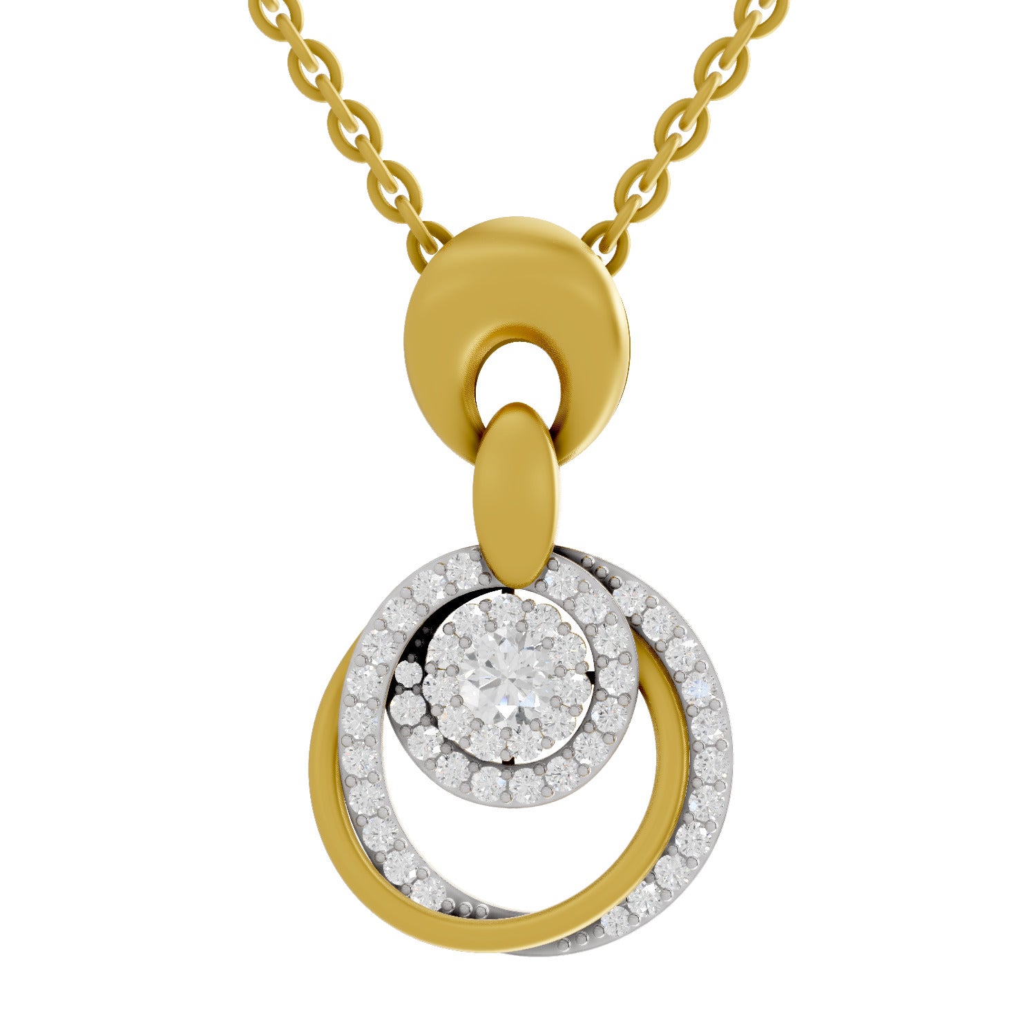 0.62 Round Shape | 925 Sterling Silver Gold Plated Halo Pendant