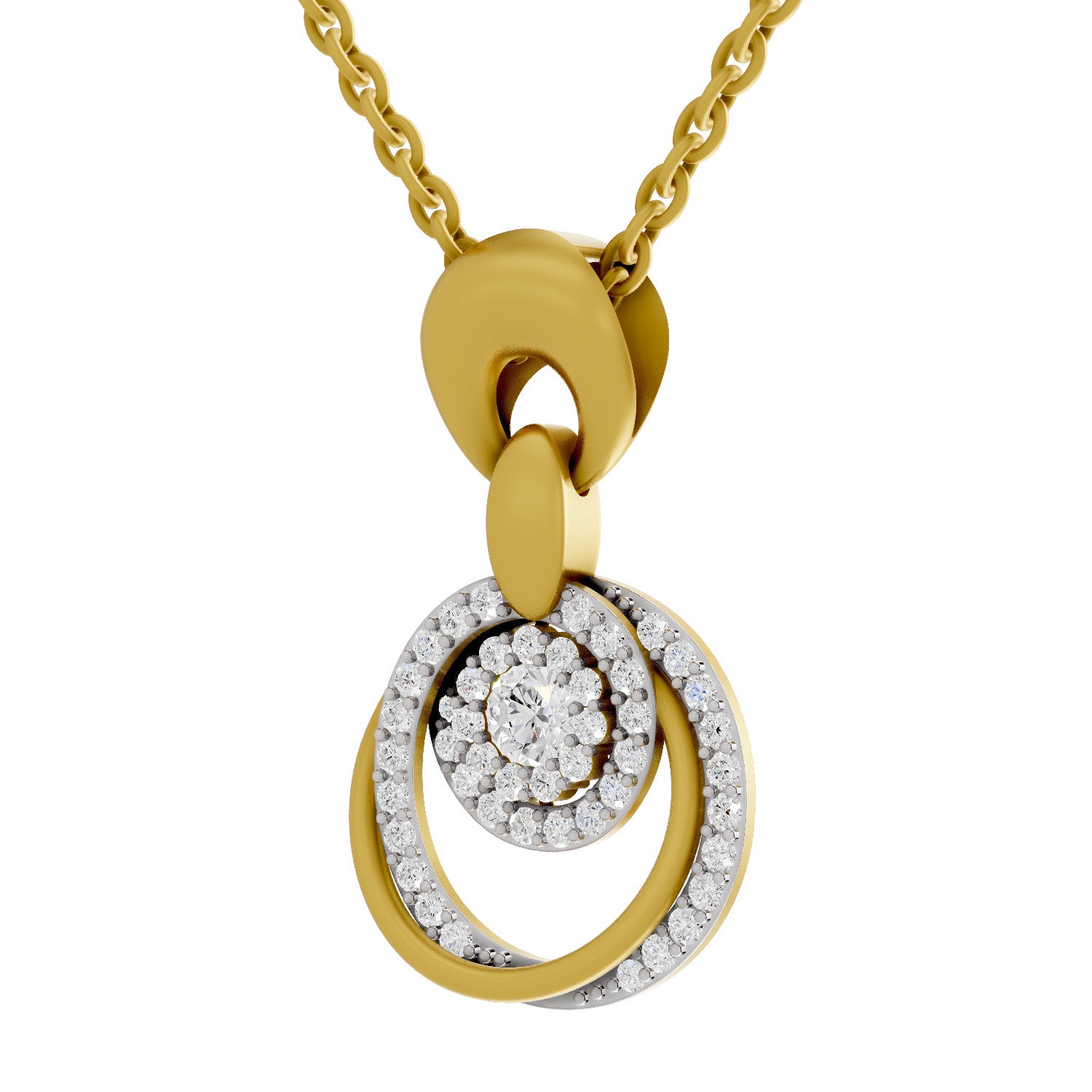 0.62 Round Shape | 925 Sterling Silver Gold Plated Halo Pendant
