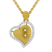 0.41 Round Shape | 925 Sterling Silver Gold Plated Heart Pendant
