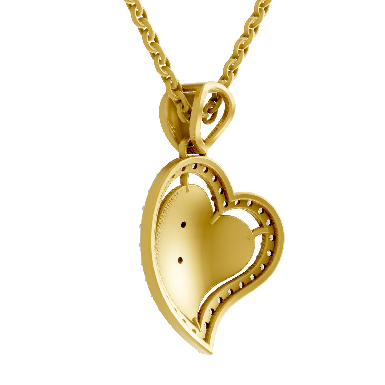 0.41 Round Shape | 925 Sterling Silver Gold Plated Heart Pendant