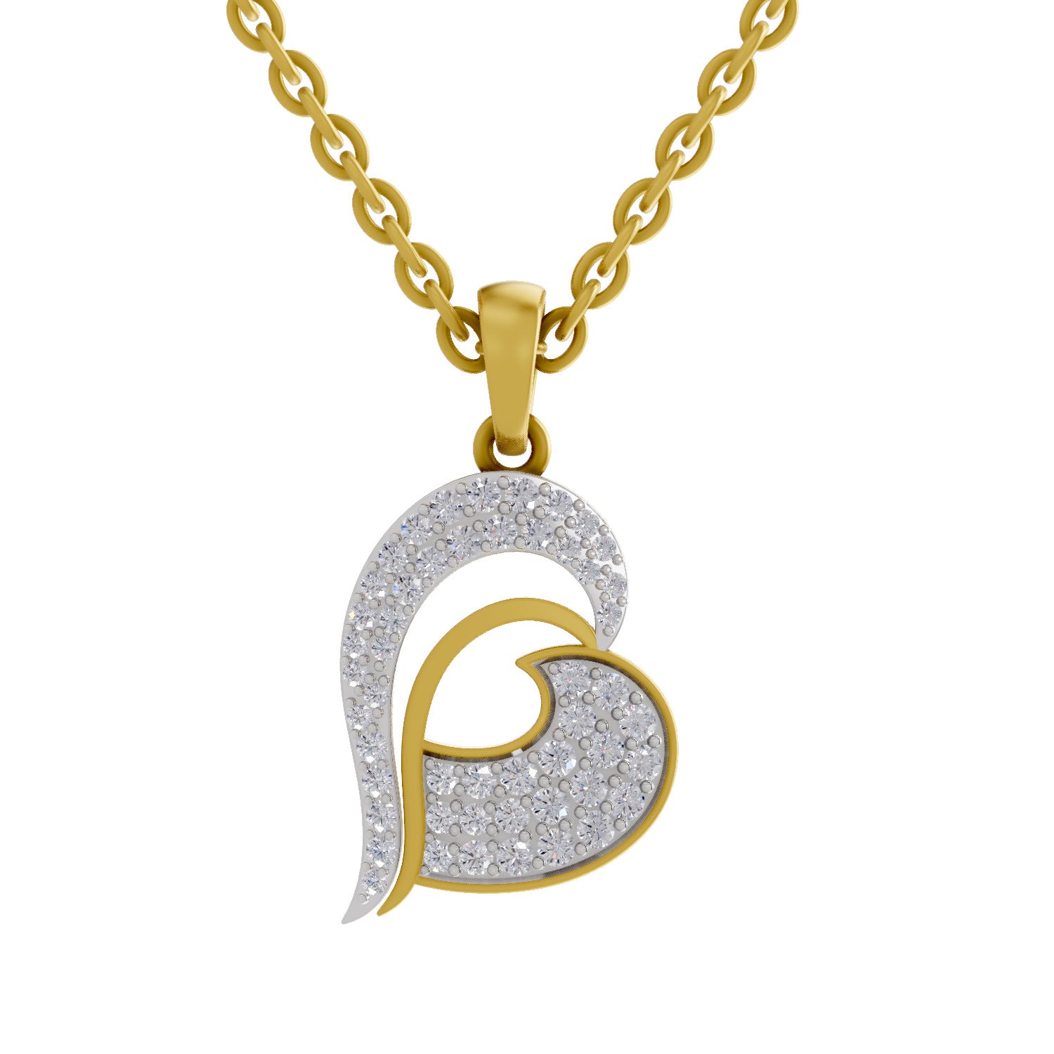 0.35 Round Shape | 925 Sterling Silver Gold Plated Heart Pendant