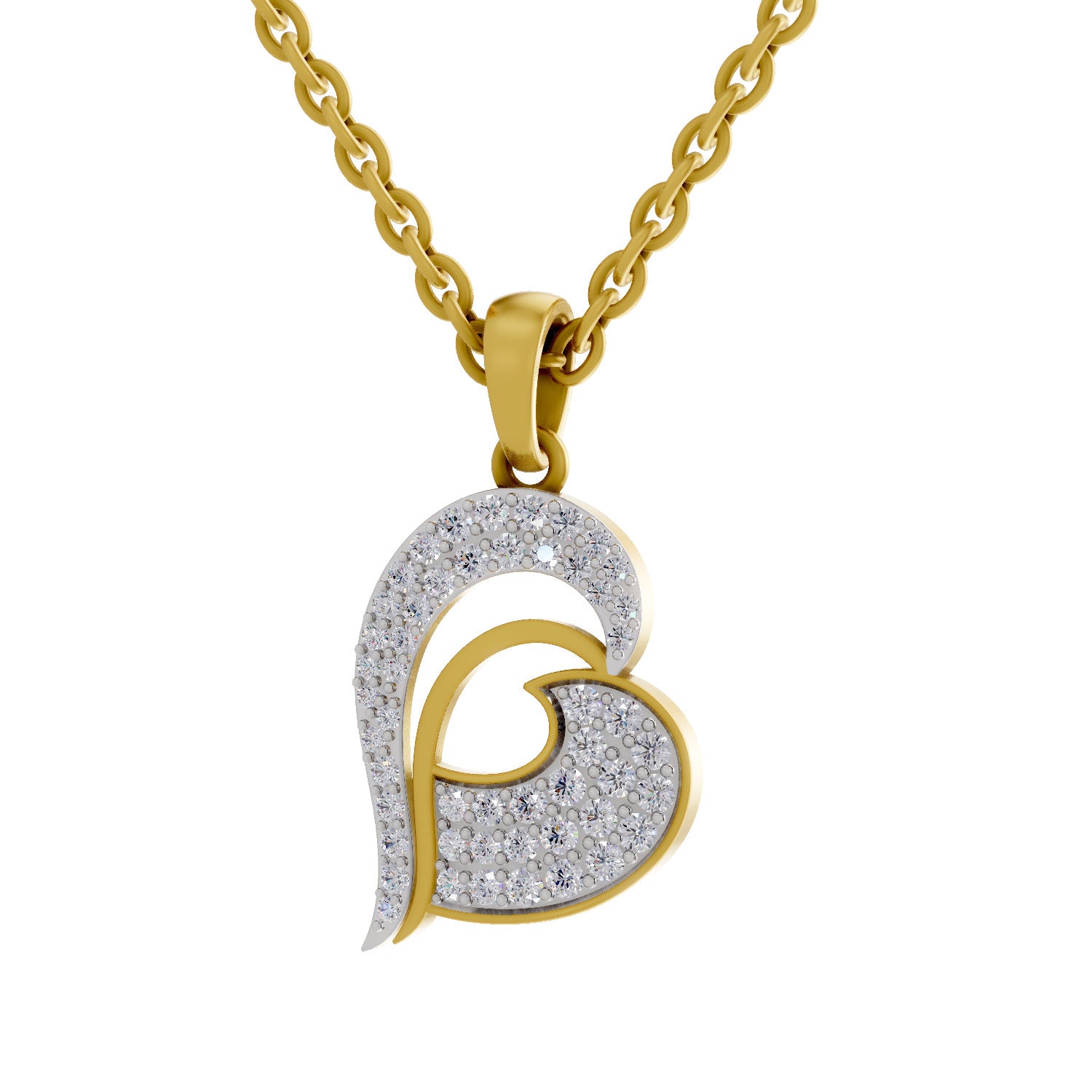 0.35 Round Shape | 925 Sterling Silver Gold Plated Heart Pendant