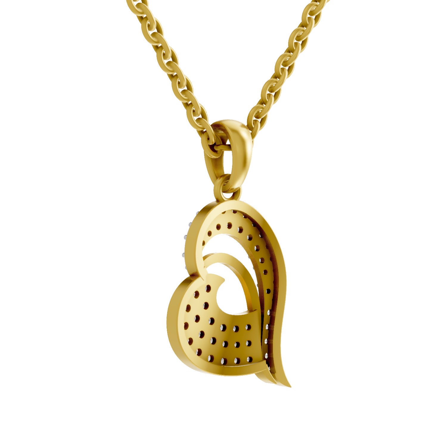 0.35 Round Shape | 925 Sterling Silver Gold Plated Heart Pendant