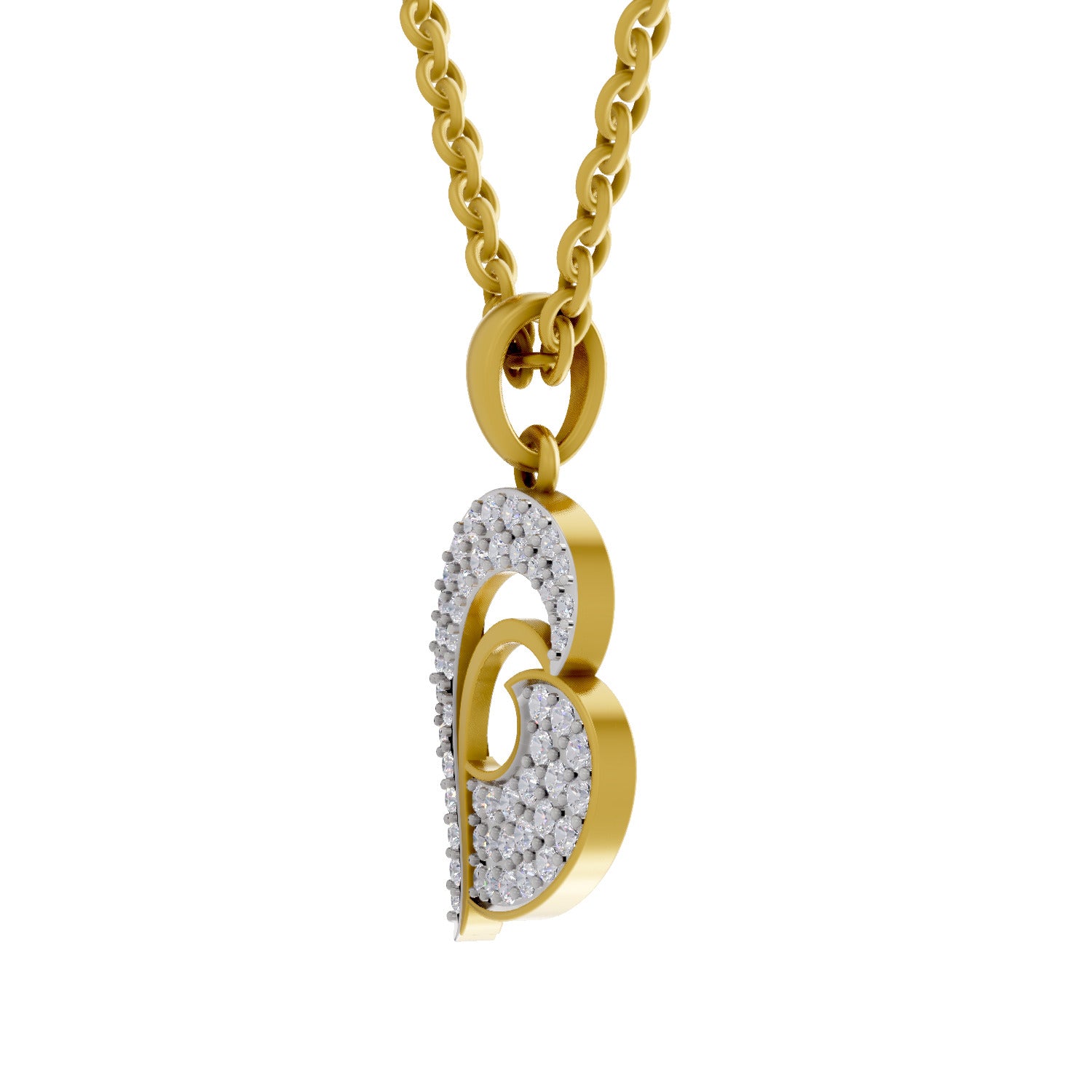0.35 Round Shape | 925 Sterling Silver Gold Plated Heart Pendant