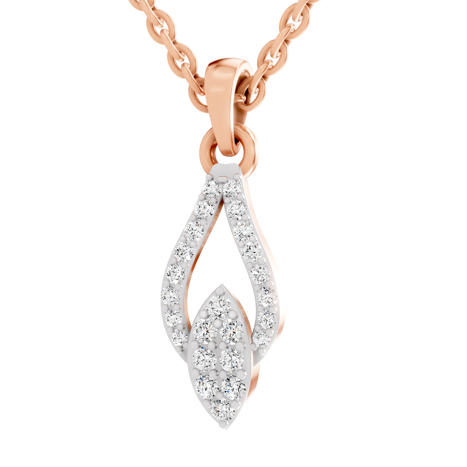 0.29 Carat Dewdrop Leaf Pendant | 14K Rose Gold