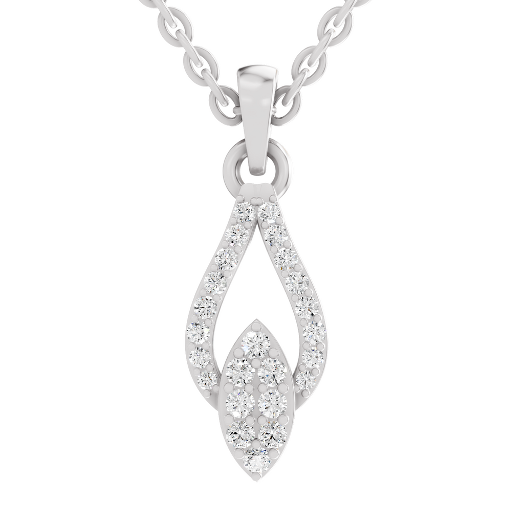0.29 Carat Dewdrop Leaf Pendant | 14K White Gold