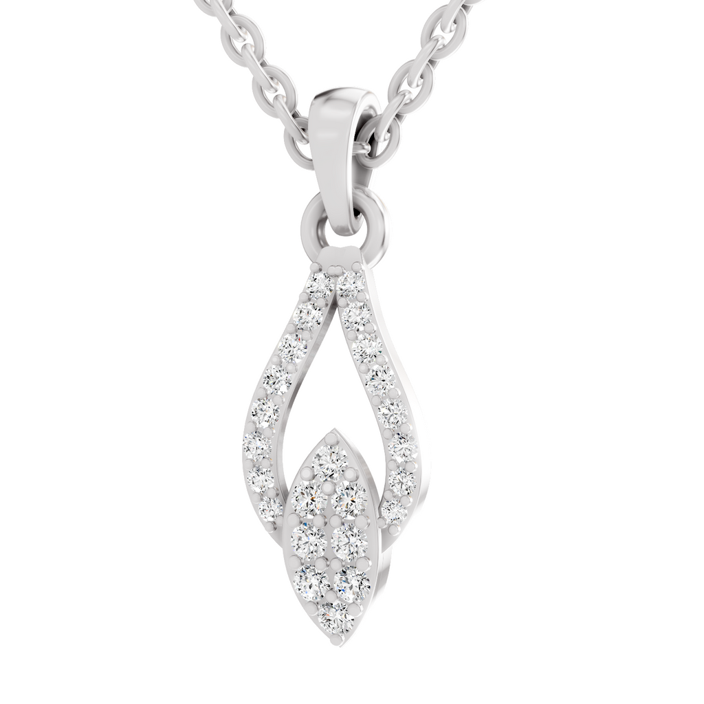 0.29 Carat Dewdrop Leaf Pendant | 14K White Gold