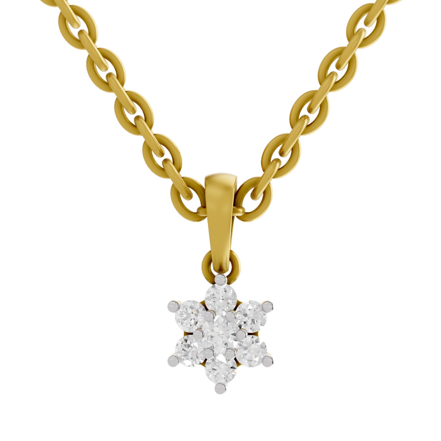0.11 Round Shape | 925 Sterling Silver Gold Plated Floral Pendant