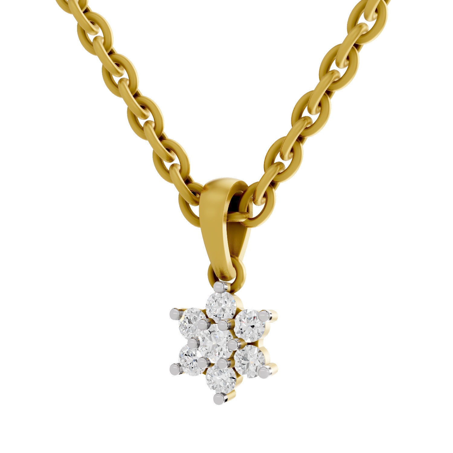 0.11 Round Shape | 925 Sterling Silver Gold Plated Floral Pendant