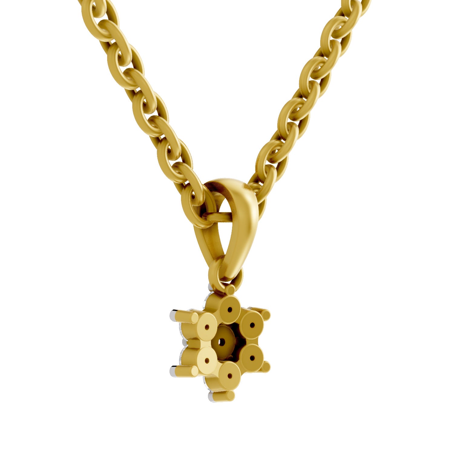 0.11 Round Shape | 925 Sterling Silver Gold Plated Floral Pendant