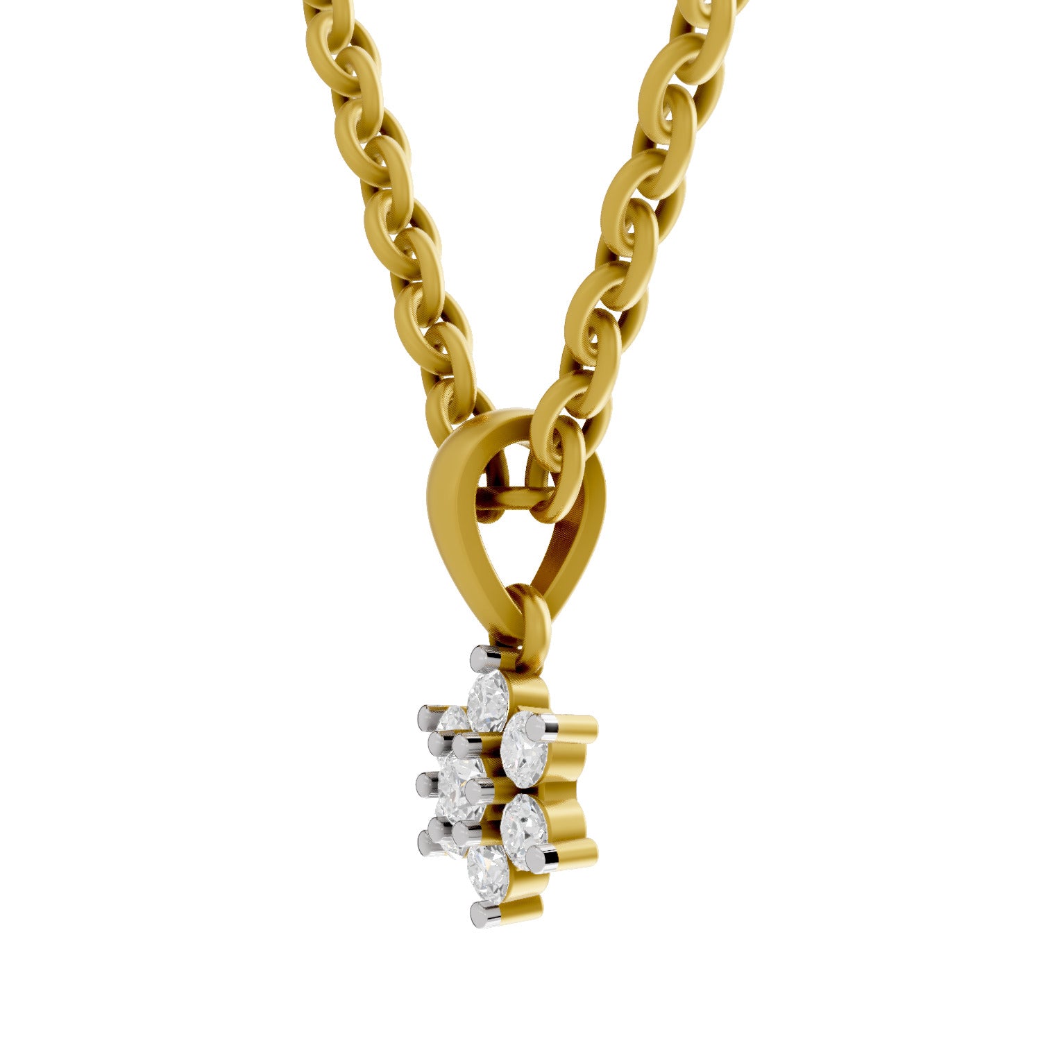 0.11 Round Shape | 925 Sterling Silver Gold Plated Floral Pendant