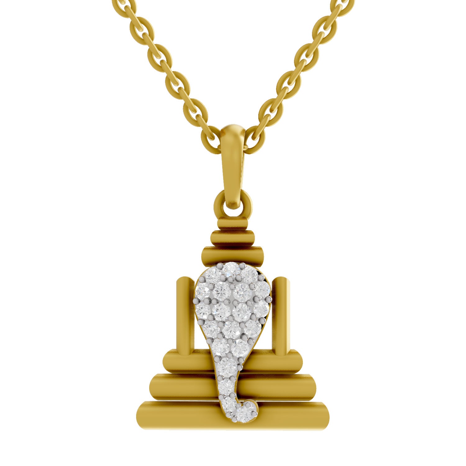 0.26 Round Shape | 925 Sterling Silver Gold Plated Ganesha Pendant