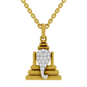 0.26 Round Shape | 925 Sterling Silver Gold Plated Ganesha Pendant