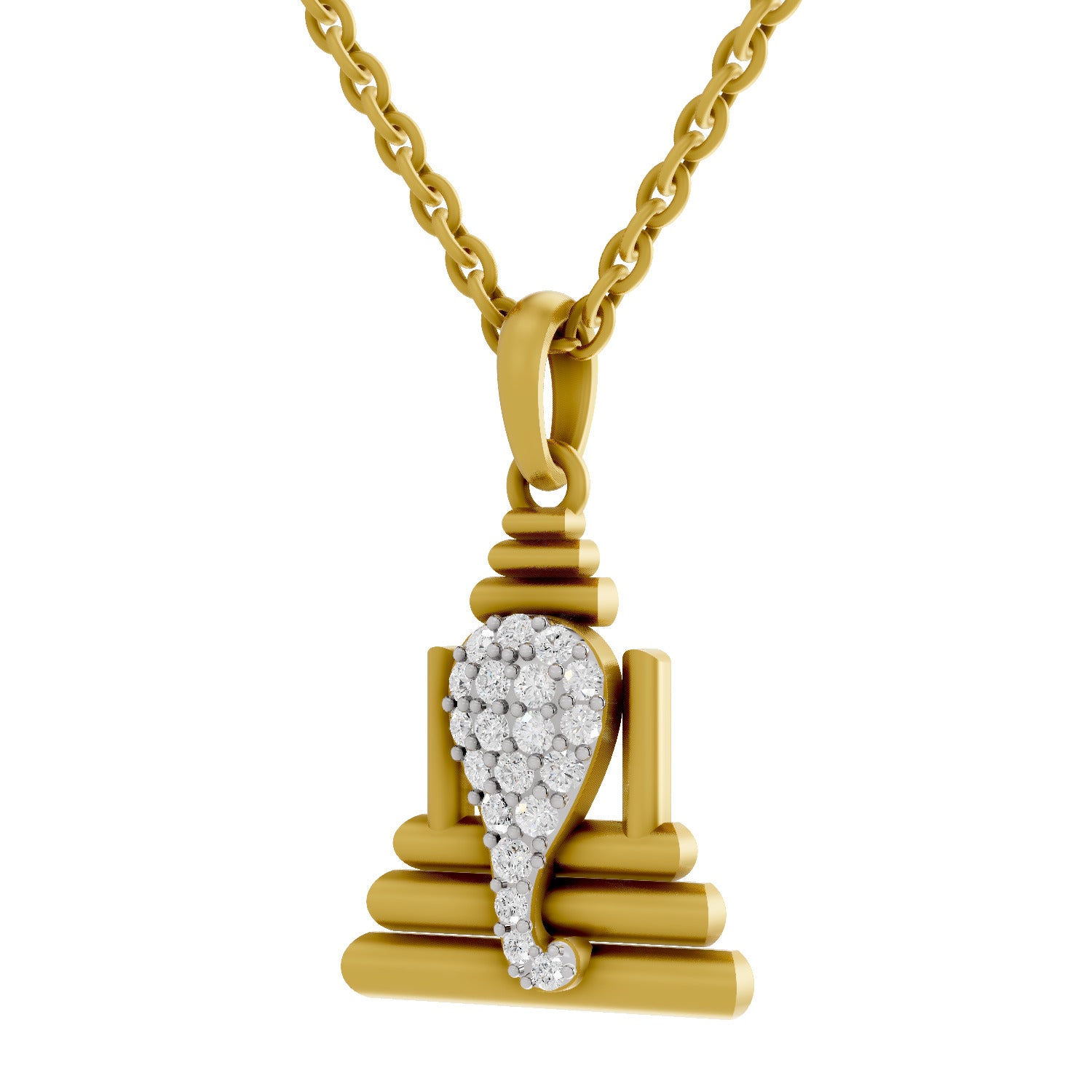 0.26 Round Shape | 925 Sterling Silver Gold Plated Ganesha Pendant