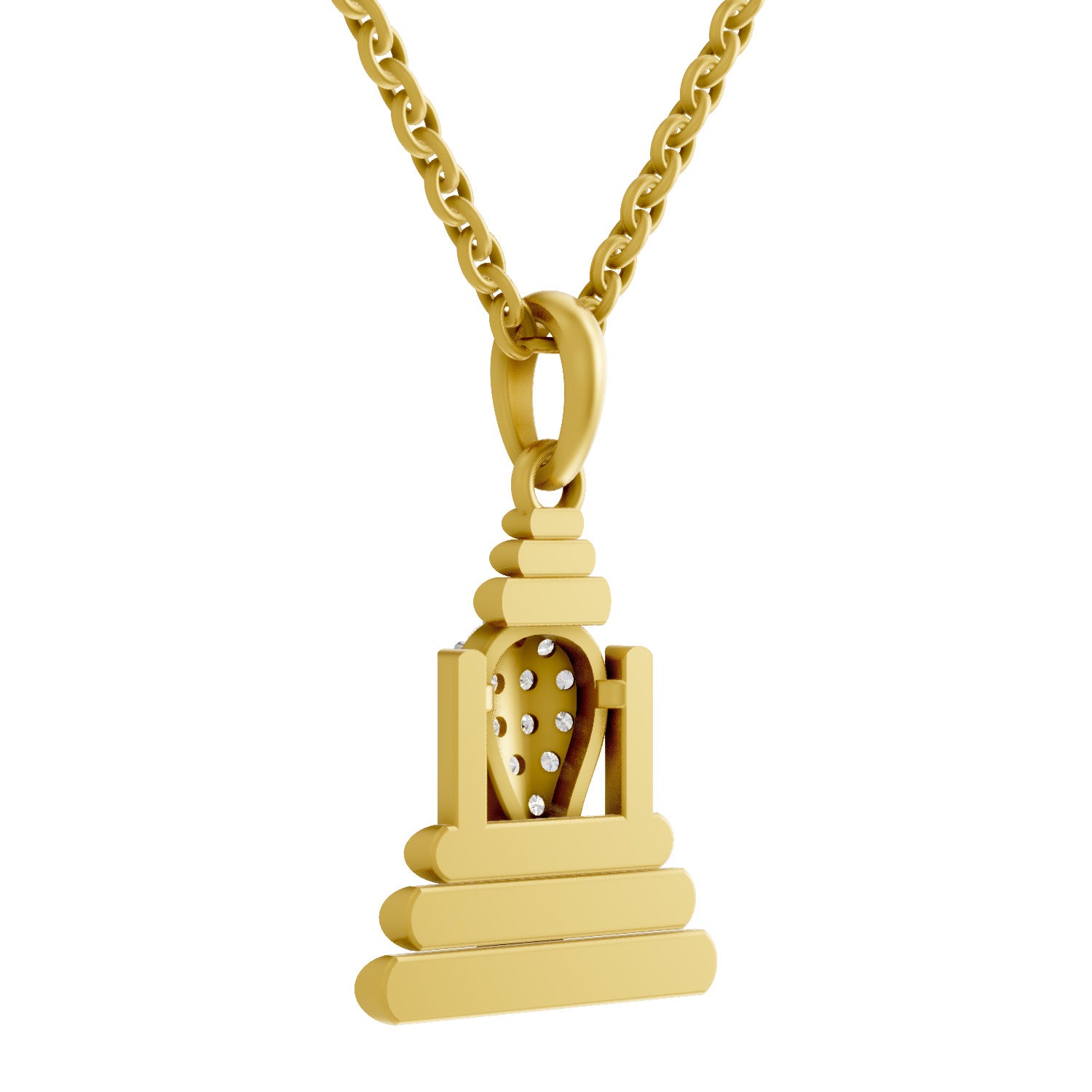 0.26 Round Shape | 925 Sterling Silver Gold Plated Ganesha Pendant