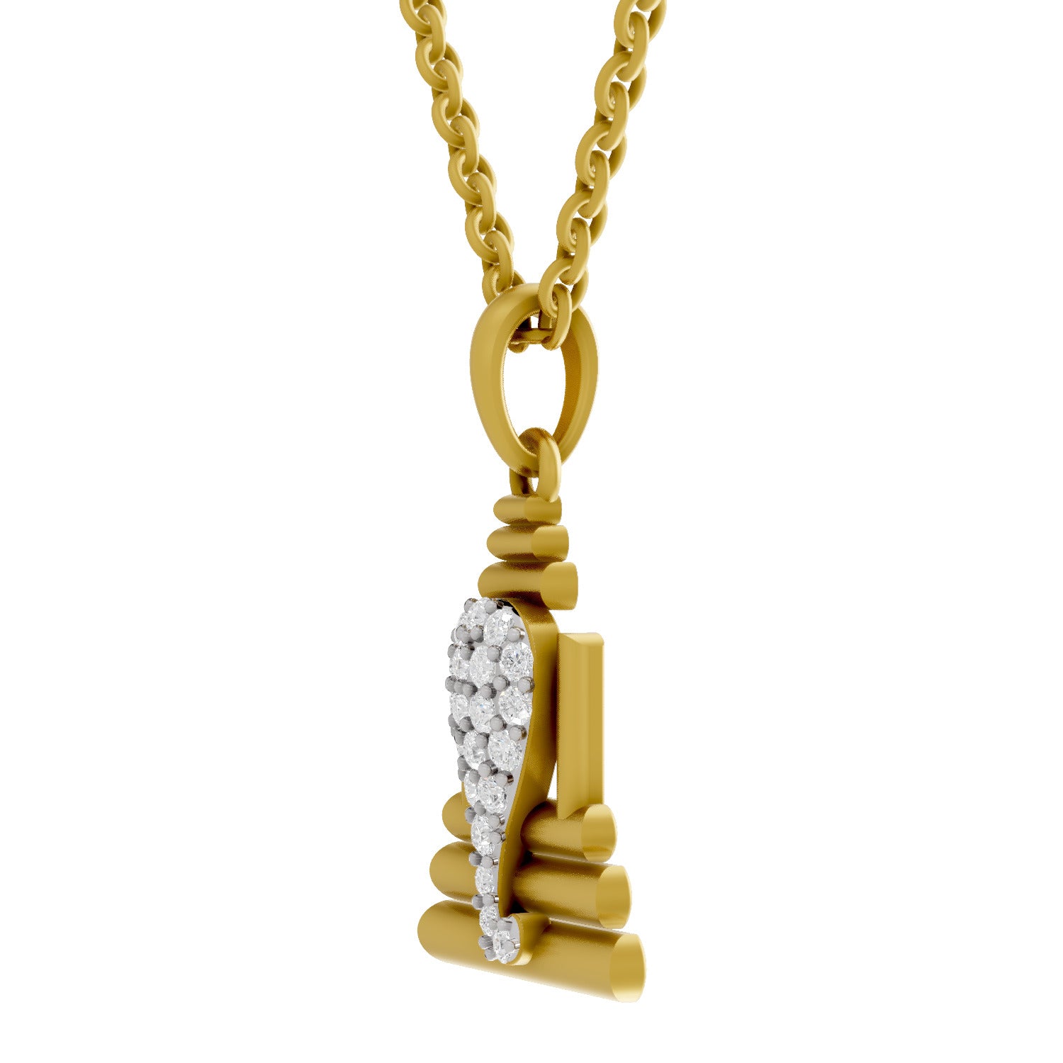 0.26 Round Shape | 925 Sterling Silver Gold Plated Ganesha Pendant