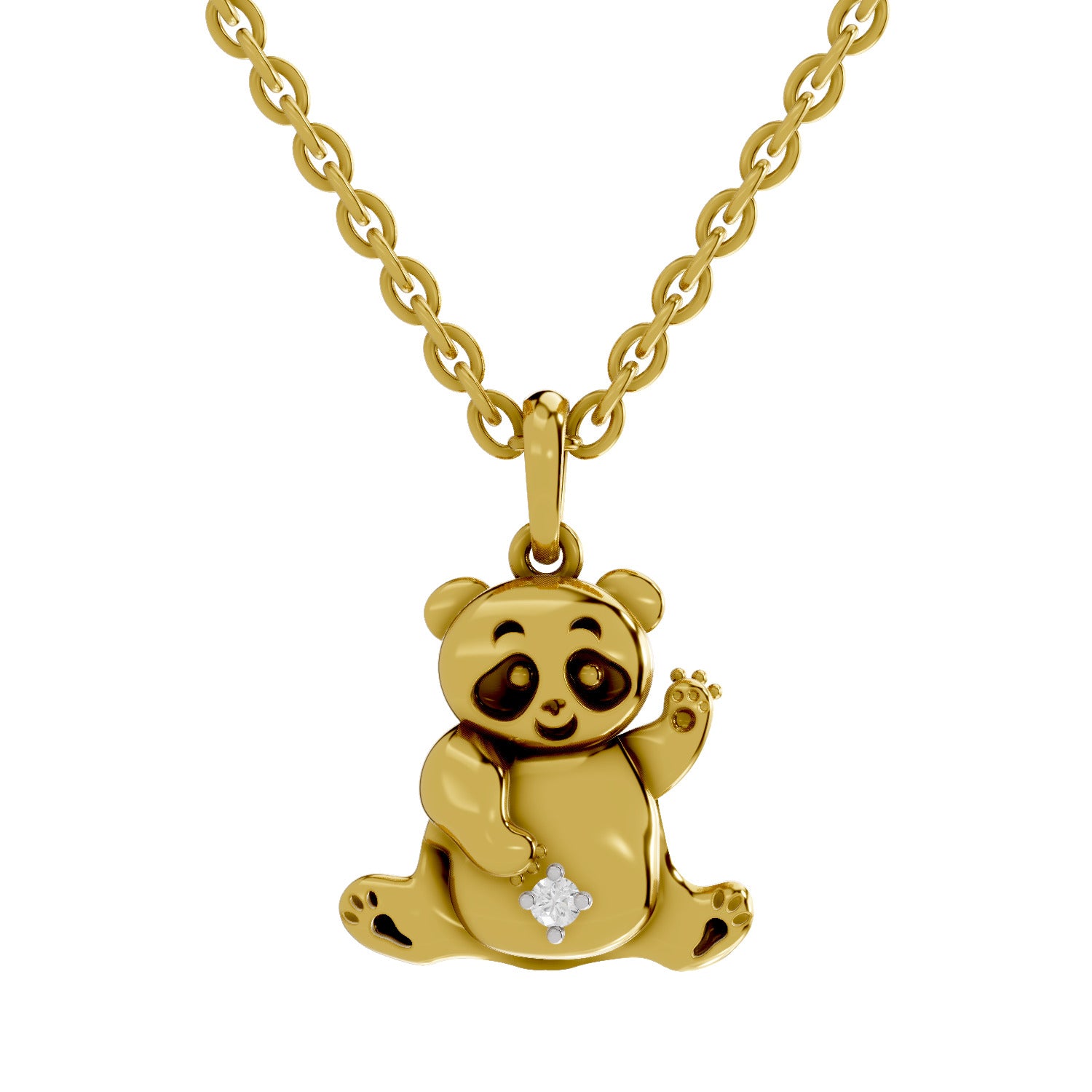 0.02 Round Shape | 925 Sterling Silver Gold Plated Panda Sparq Pendant