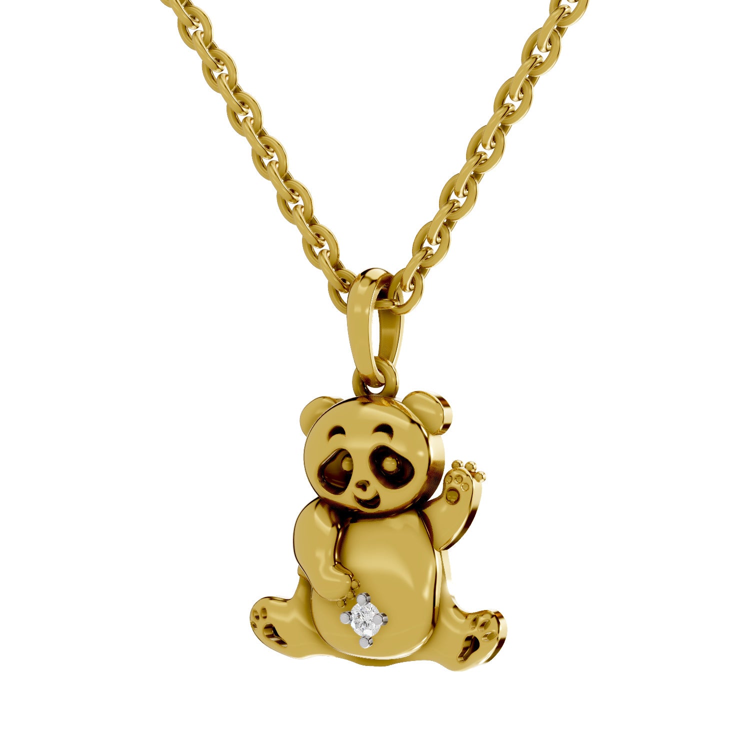 0.02 Round Shape | 925 Sterling Silver Gold Plated Panda Sparq Pendant