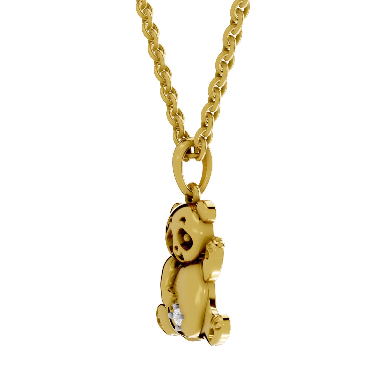 0.02 Round Shape | 925 Sterling Silver Gold Plated Panda Sparq Pendant
