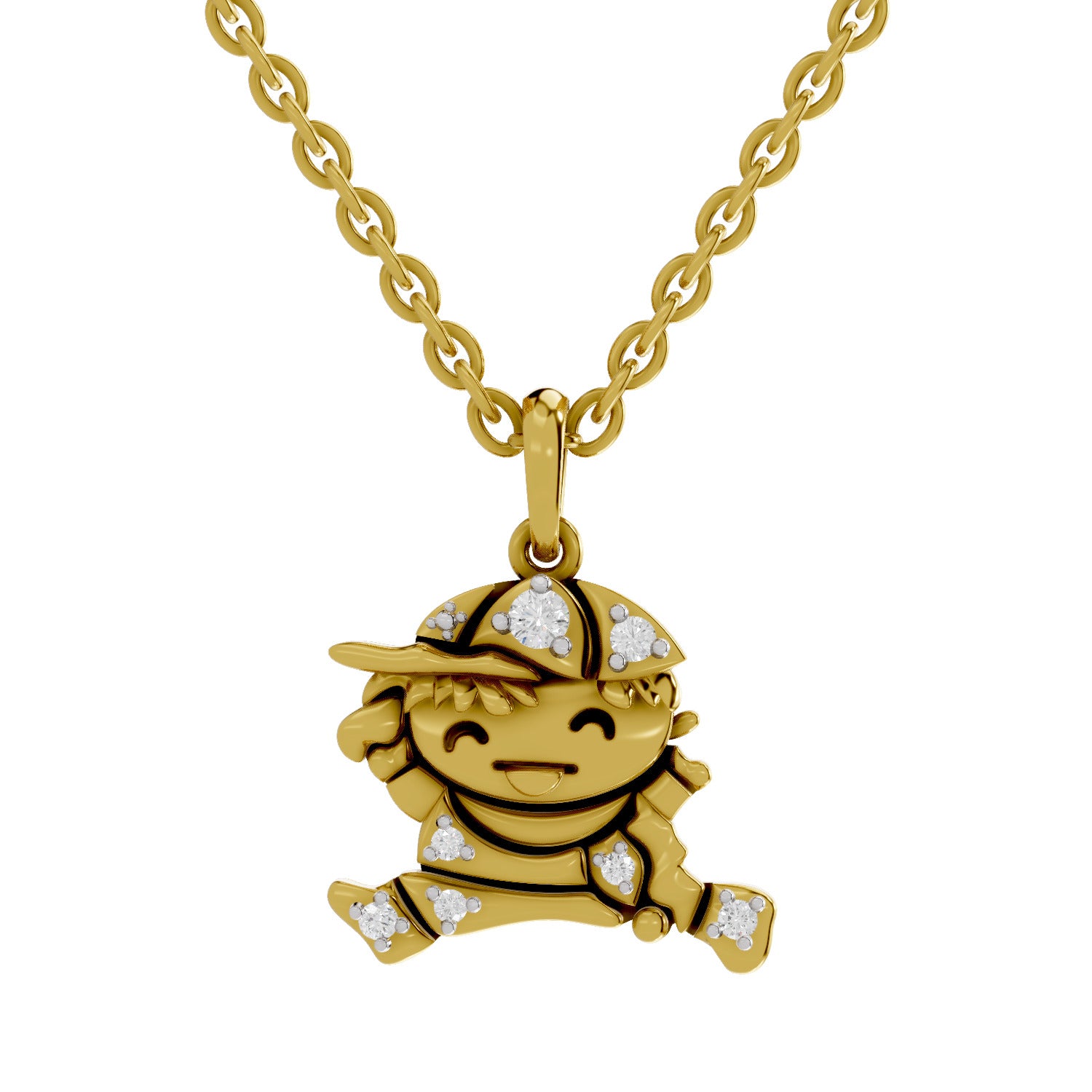 0.09 Round Shape | 925 Sterling Silver Gold Plated Joyful Jumper Pendant