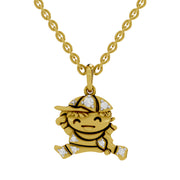 0.09 Round Shape | 925 Sterling Silver Gold Plated Joyful Jumper Pendant