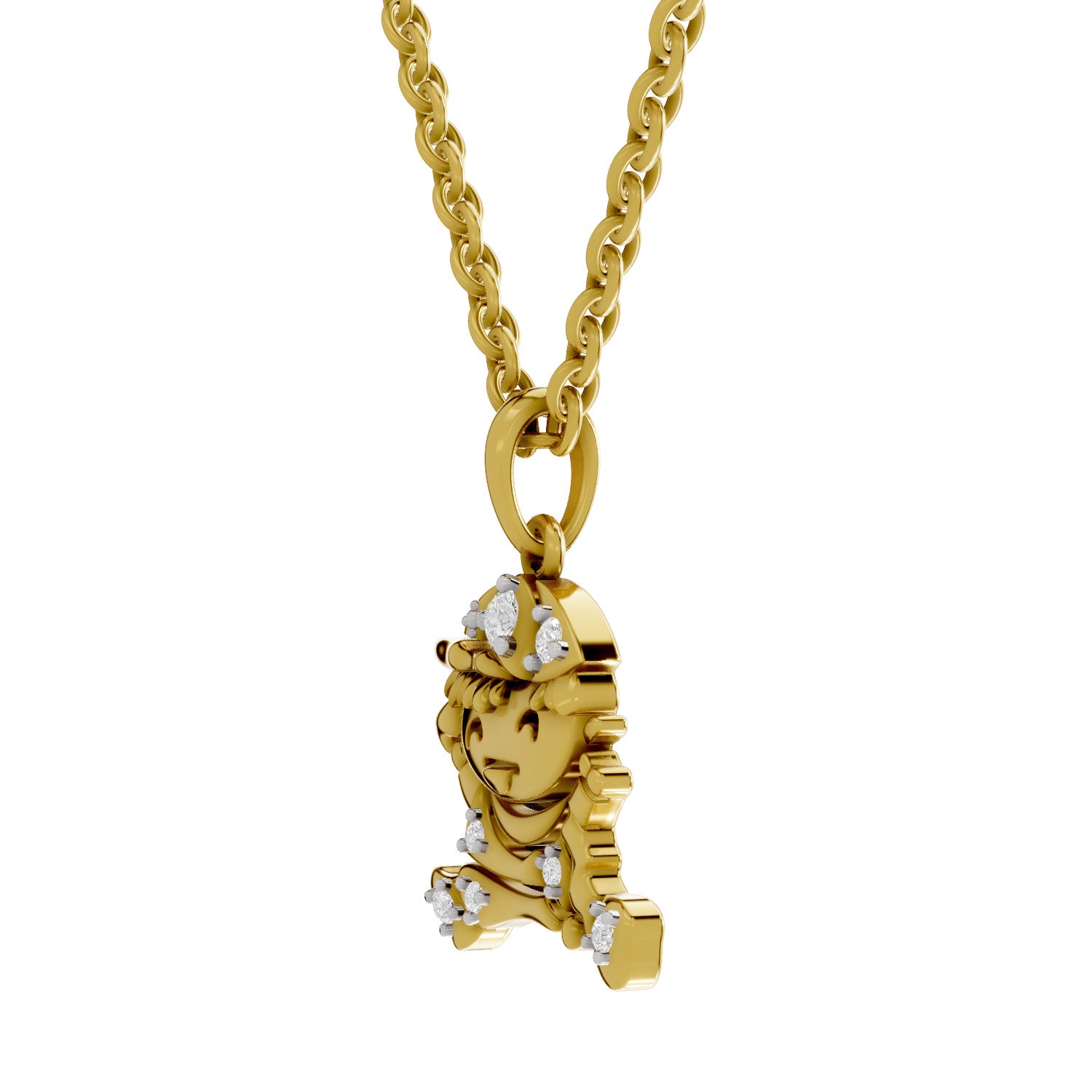0.09 Round Shape | 925 Sterling Silver Gold Plated Joyful Jumper Pendant