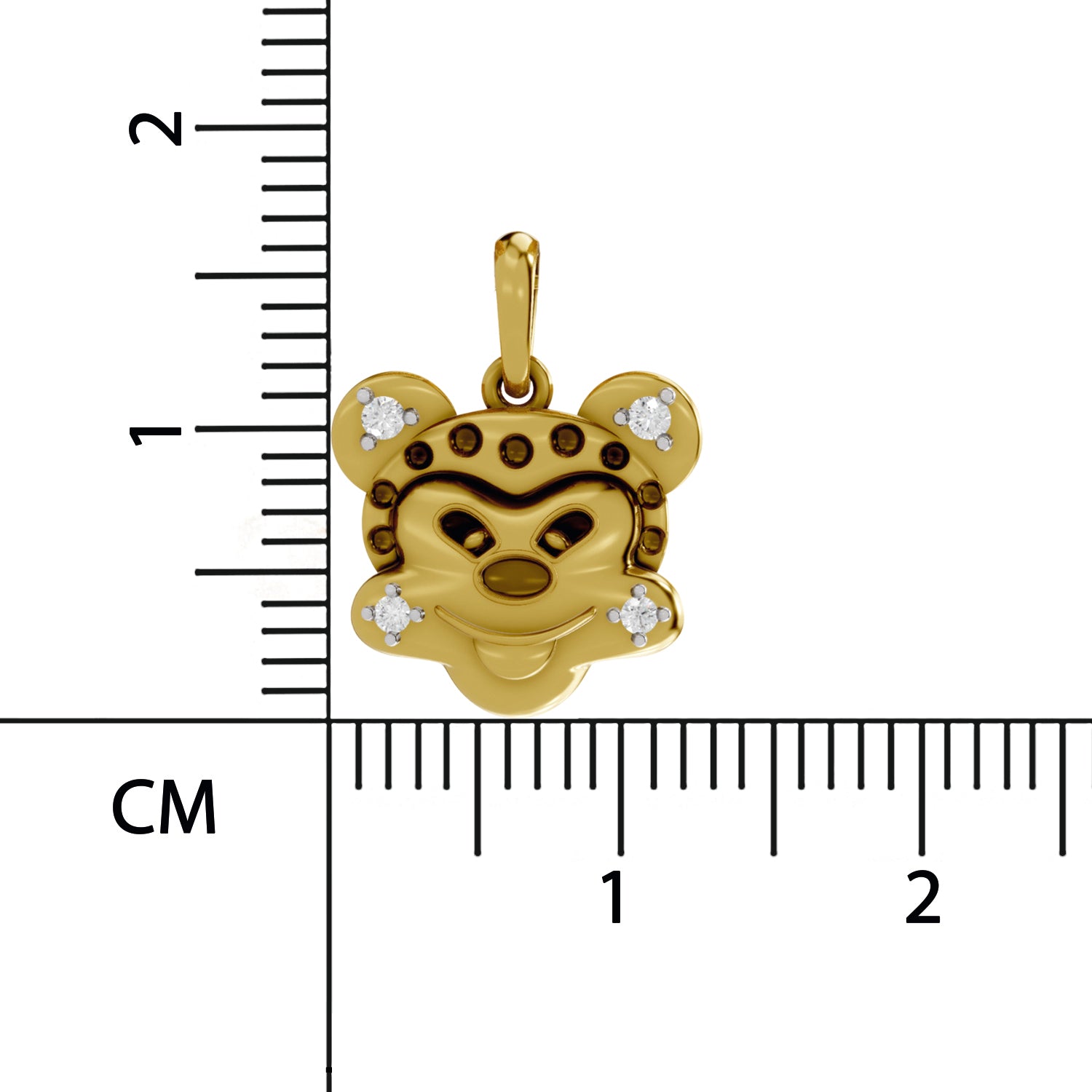 0.05 Round Shape | 925 Sterling Silver Gold Plated Twinkle Monkey Pendant