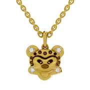 0.05 Round Shape | 925 Sterling Silver Gold Plated Twinkle Monkey Pendant