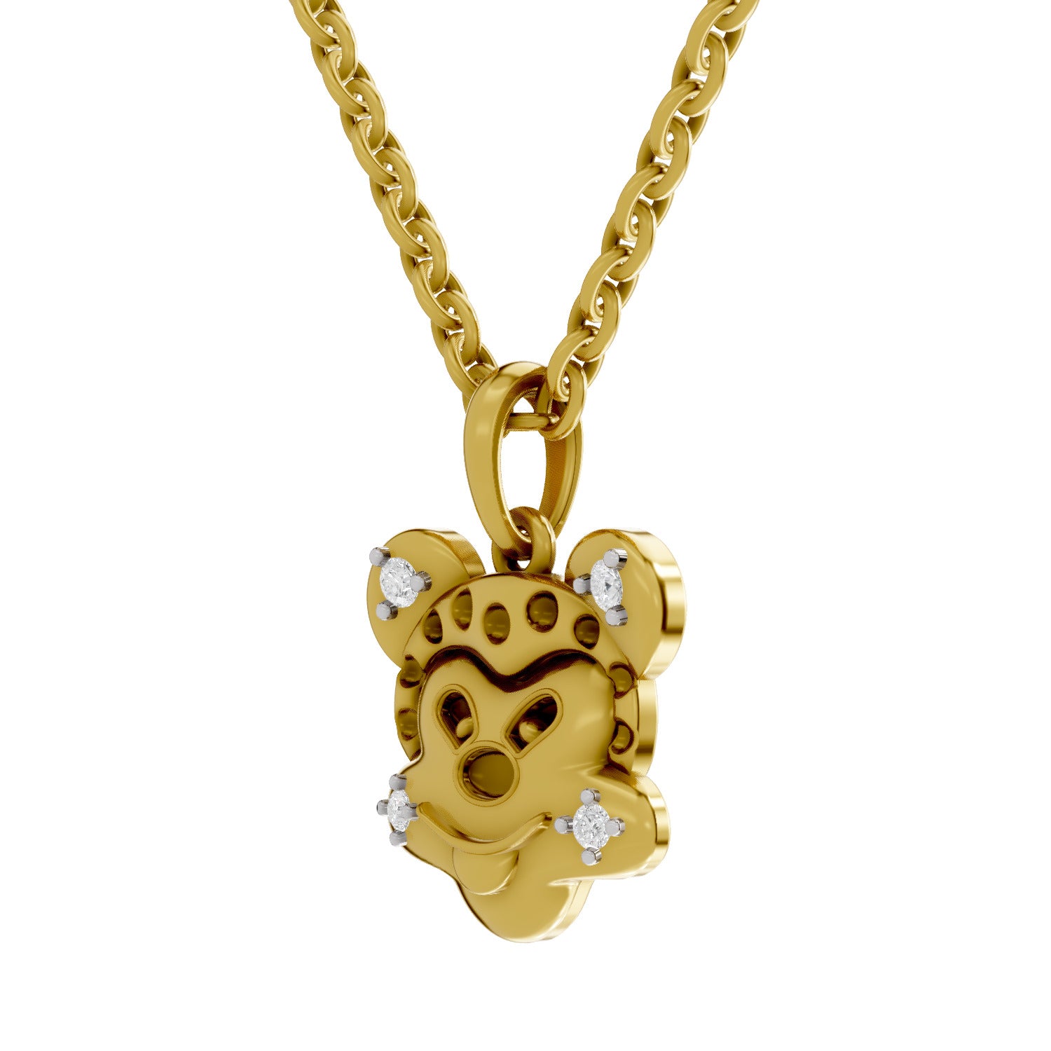 0.05 Round Shape | 925 Sterling Silver Gold Plated Twinkle Monkey Pendant