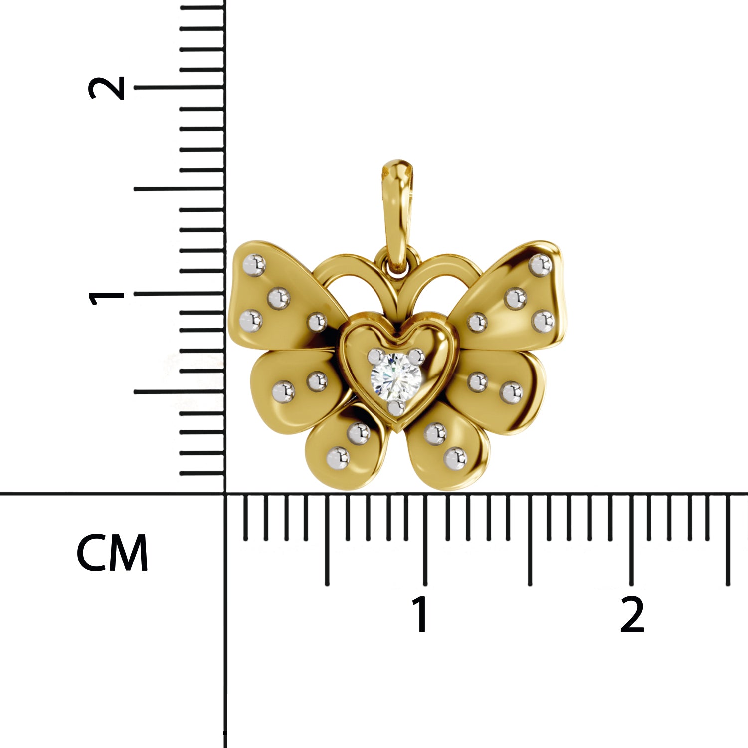 0.07 Round Shape | 925 Sterling Silver Gold Plated Butterfly Pendant