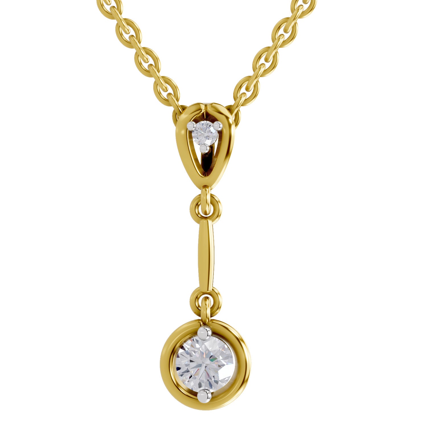 0.27 Round Shape | 925 Sterling Silver Gold Plated Pendant